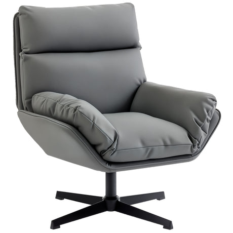 Faux Leather Accent Chair 75cm Wide With Padded Cushion - Velmora