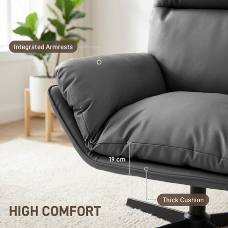 Faux Leather Accent Chair 75cm Wide With Padded Cushion - Velmora