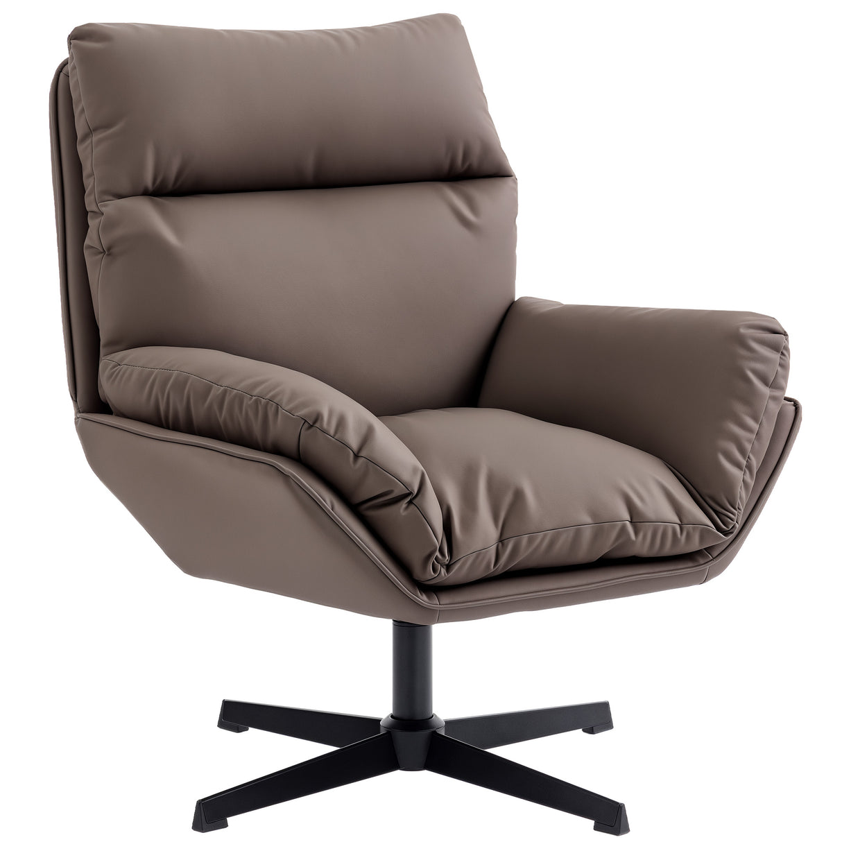 Faux Leather Accent Chair 75cm Wide With Padded Cushion - Velmora
