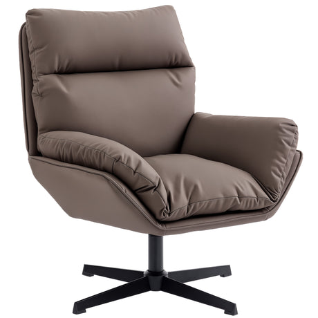 Faux Leather Accent Chair 75cm Wide With Padded Cushion - Velmora