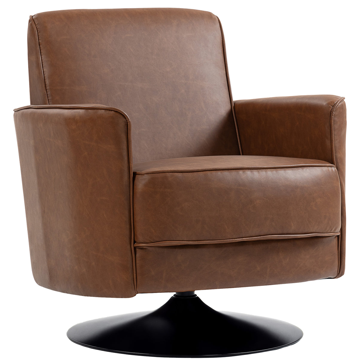 Faux Leather Accent Chair 75cm Wide With Thick Padding - Velmora