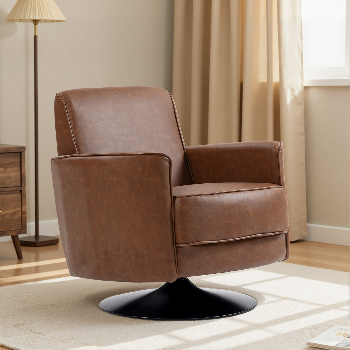 Faux Leather Accent Chair 75cm Wide With Thick Padding - Velmora