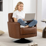 Faux Leather Accent Chair 75cm Wide With Thick Padding - Velmora