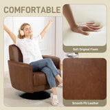 Faux Leather Accent Chair 75cm Wide With Thick Padding - Velmora