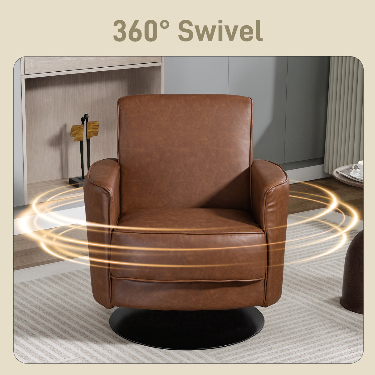 Faux Leather Accent Chair 75cm Wide With Thick Padding - Velmora
