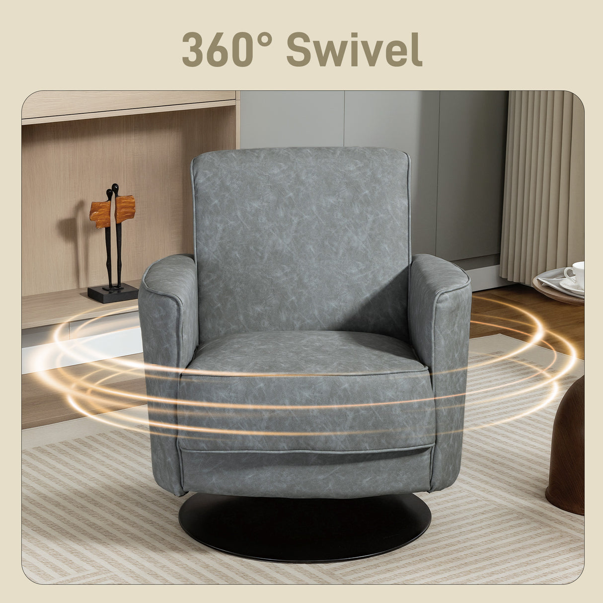 Faux Leather Accent Chair 75cm Wide With Thick Padding - Velmora