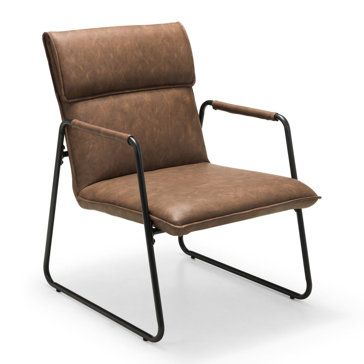 Faux Leather Accent Chair With Black Metal Frame - Gramercy
