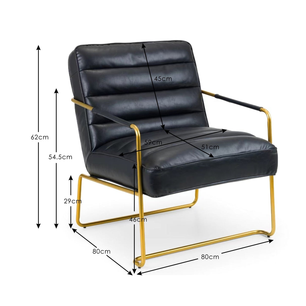 Faux Leather Accent Chair With Gold Frame - Giorgio