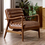Faux Leather Accent Chair With Wooden Frame - Marshall
