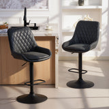 Faux Leather Adjustable Retro Bar Stools Swivel in Set Of 2 - Velmora