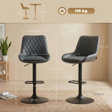 Faux Leather Adjustable Retro Bar Stools Swivel in Set Of 2 - Velmora