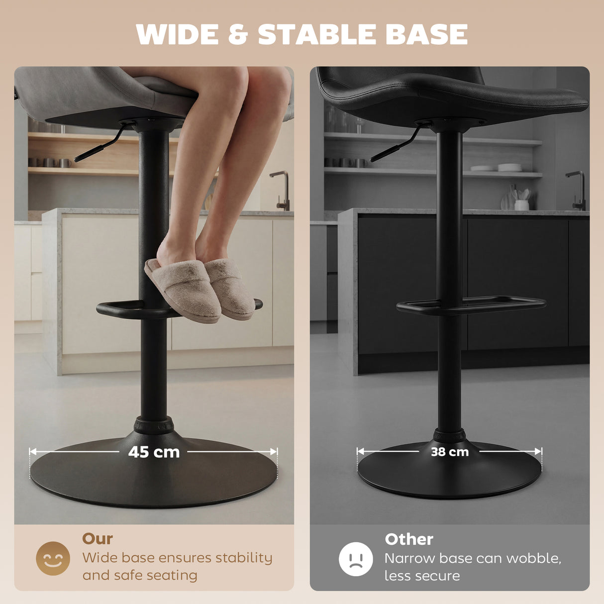 Faux Leather Adjustable Retro Bar Stools Swivel in Set Of 2 - Velmora