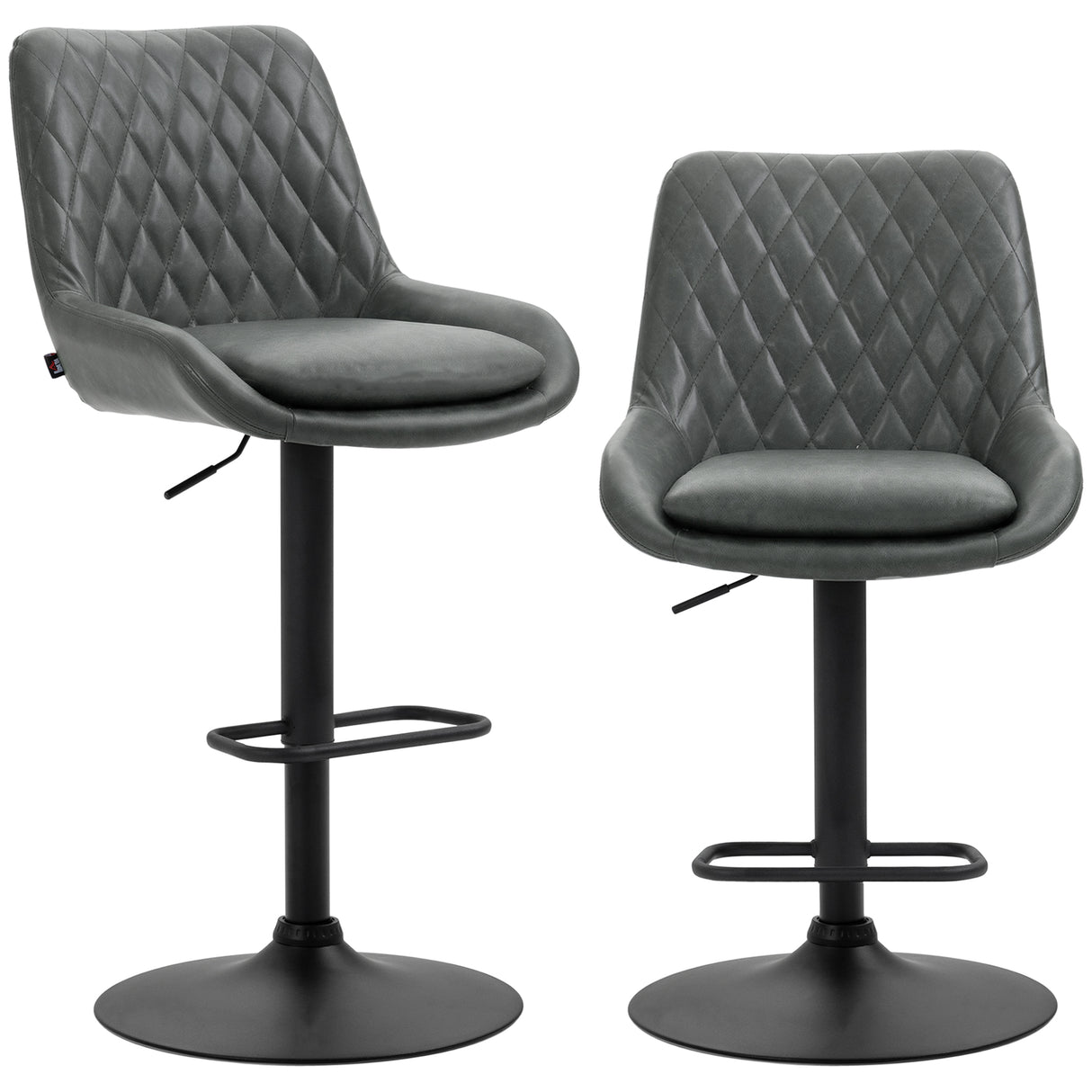 Faux Leather Adjustable Retro Bar Stools Swivel in Set Of 2 - Velmora