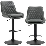 Faux Leather Adjustable Retro Bar Stools Swivel in Set Of 2 - Velmora