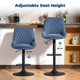 Faux Leather Adjustable Retro Bar Stools Swivel in Set Of 2 - Velmora