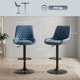 Faux Leather Adjustable Retro Bar Stools Swivel in Set Of 2 - Velmora