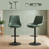 Faux Leather Adjustable Retro Bar Stools Swivel in Set Of 2 - Velmora