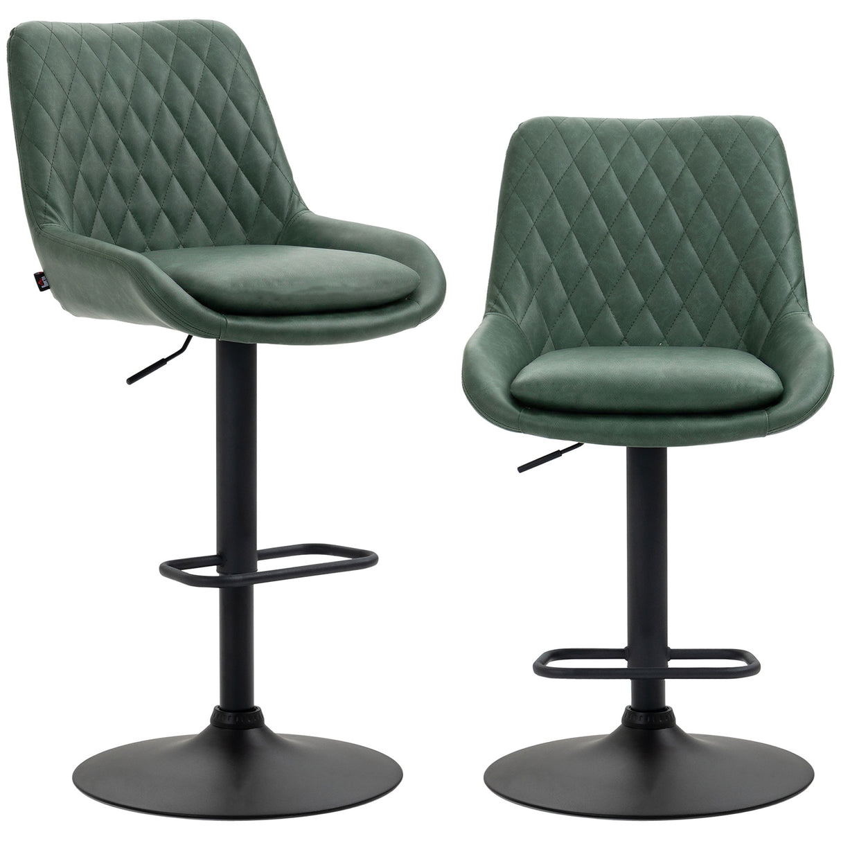 Faux Leather Adjustable Retro Bar Stools Swivel in Set Of 2 - Velmora