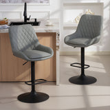 Faux Leather Adjustable Retro Bar Stools Swivel in Set Of 2 - Velmora