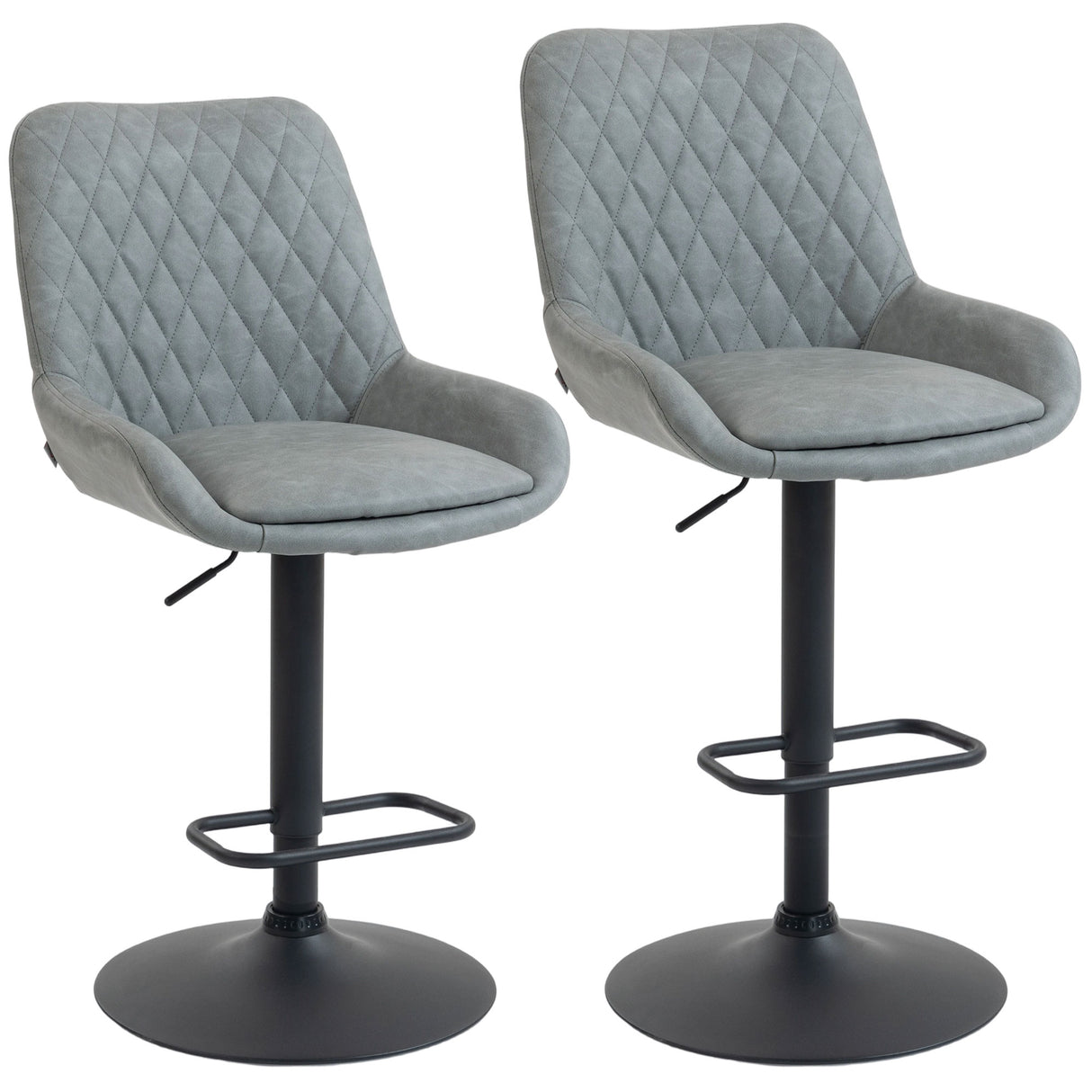Faux Leather Adjustable Retro Bar Stools Swivel in Set Of 2 - Velmora