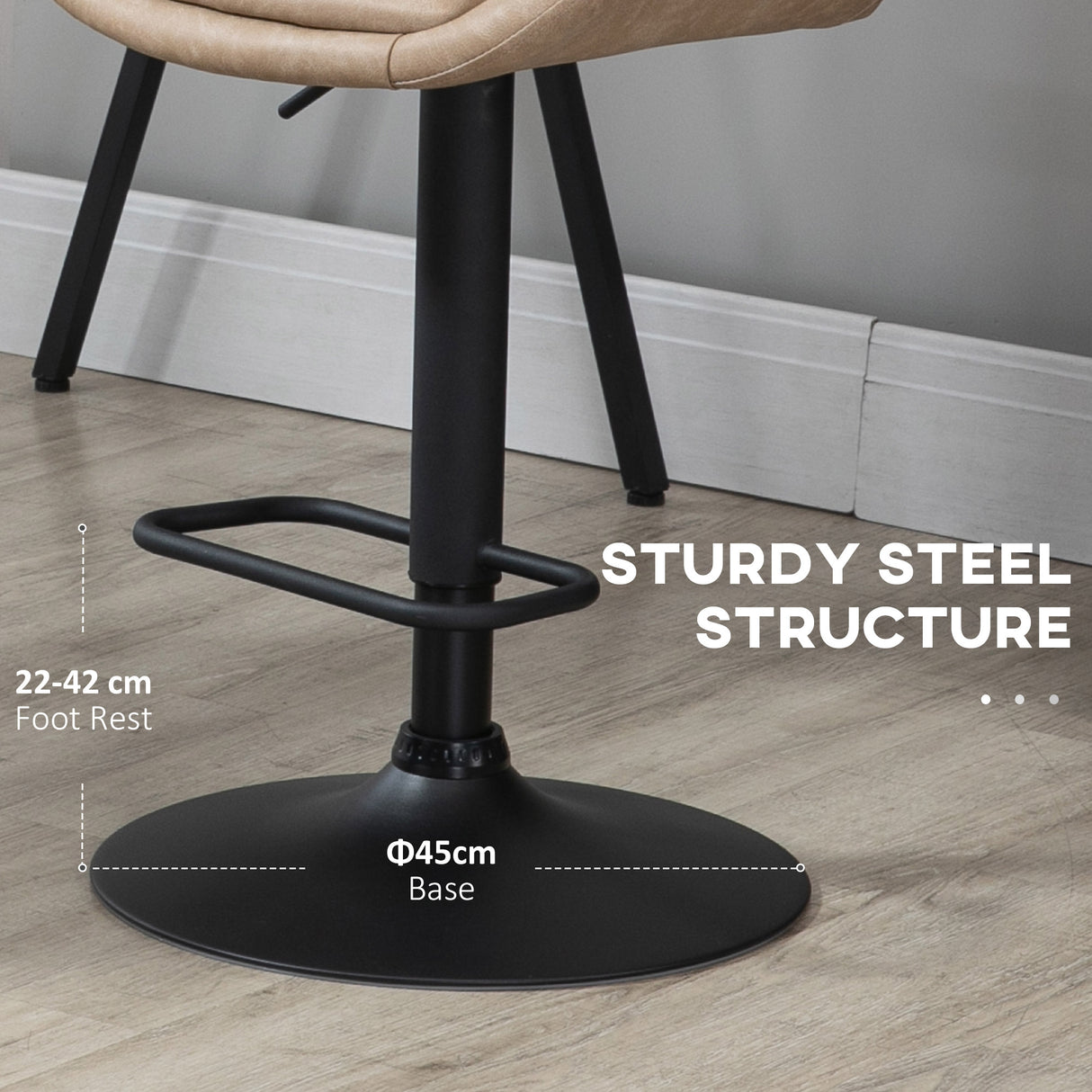 Faux Leather Adjustable Retro Bar Stools Swivel in Set Of 2 - Velmora