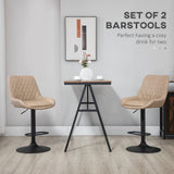 Faux Leather Adjustable Retro Bar Stools Swivel in Set Of 2 - Velmora