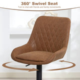 Faux Leather Adjustable Retro Bar Stools Swivel in Set Of 2 - Velmora