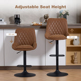 Faux Leather Adjustable Retro Bar Stools Swivel in Set Of 2 - Velmora