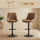 Faux Leather Adjustable Retro Bar Stools Swivel in Set Of 2 - Velmora