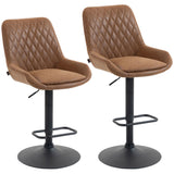 Faux Leather Adjustable Retro Bar Stools Swivel in Set Of 2 - Velmora