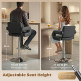 Faux Leather Adjustable Swivel Kitchen Bar Chairs in Set Of 2 - Velmora