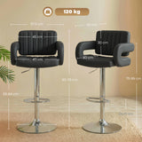 Faux Leather Adjustable Swivel Kitchen Bar Chairs in Set Of 2 - Velmora
