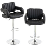 Faux Leather Adjustable Swivel Kitchen Bar Chairs in Set Of 2 - Velmora