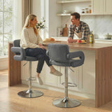 Faux Leather Adjustable Swivel Kitchen Bar Chairs in Set Of 2 - Velmora