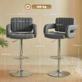 Faux Leather Adjustable Swivel Kitchen Bar Chairs in Set Of 2 - Velmora