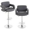 Faux Leather Adjustable Swivel Kitchen Bar Chairs in Set Of 2 - Velmora
