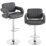 Faux Leather Adjustable Swivel Kitchen Bar Chairs in Set Of 2 - Velmora