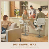 Faux Leather Adjustable Swivel Kitchen Bar Chairs in Set Of 2 - Velmora