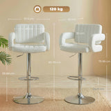 Faux Leather Adjustable Swivel Kitchen Bar Chairs in Set Of 2 - Velmora