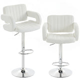 Faux Leather Adjustable Swivel Kitchen Bar Chairs in Set Of 2 - Velmora