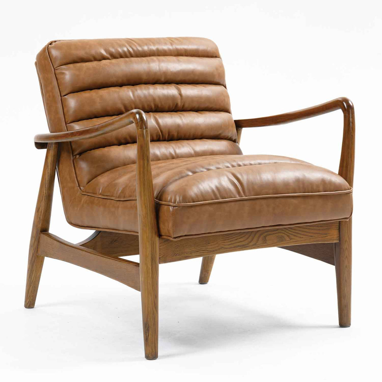 Faux Leather Armchair 69cm Wide With Wooden Frame - Club