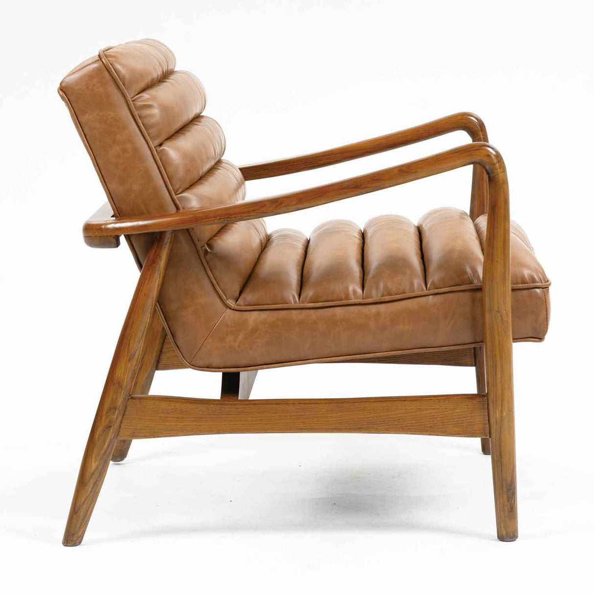 Faux Leather Armchair 69cm Wide With Wooden Frame - Club