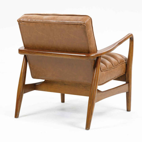 Faux Leather Armchair 69cm Wide With Wooden Frame - Club