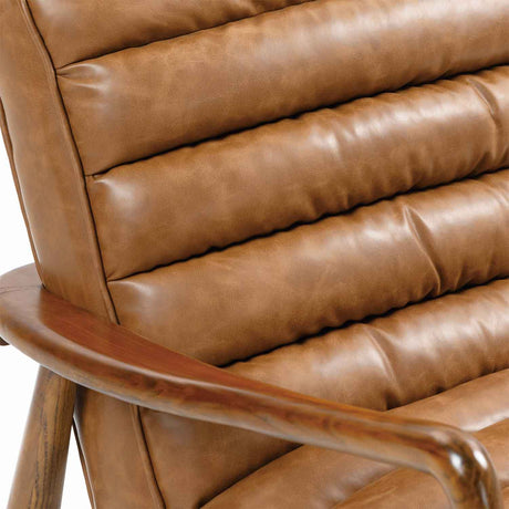 Faux Leather Armchair 69cm Wide With Wooden Frame - Club