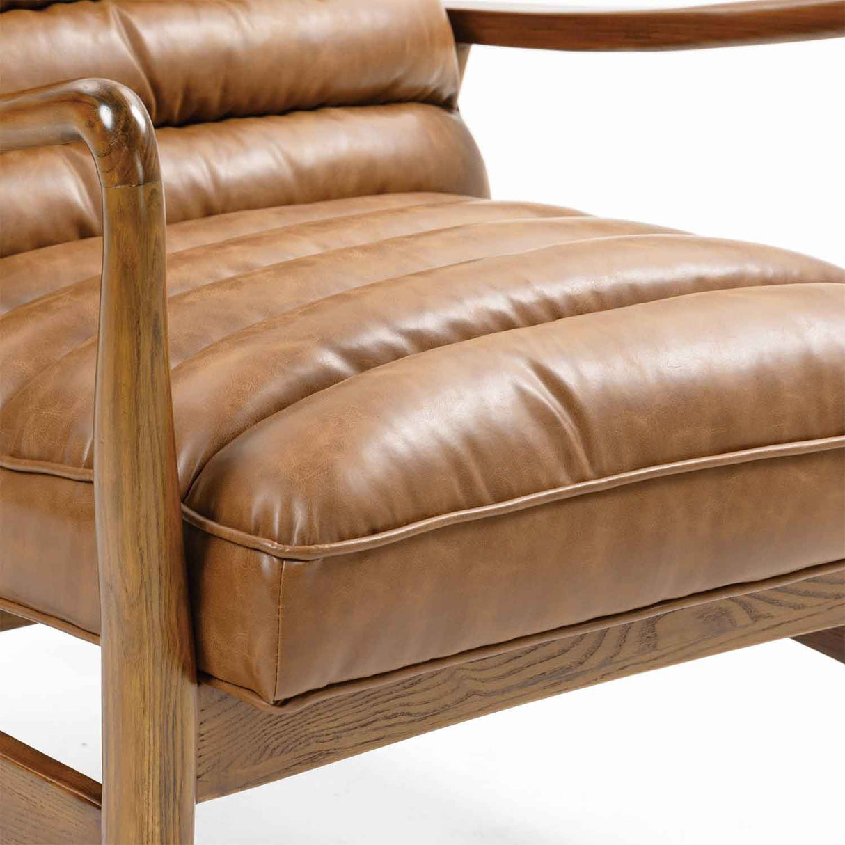 Faux Leather Armchair 69cm Wide With Wooden Frame - Club
