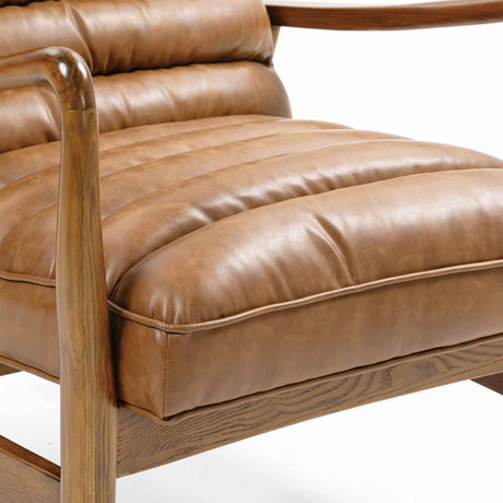 Faux Leather Armchair 69cm Wide With Wooden Frame - Club
