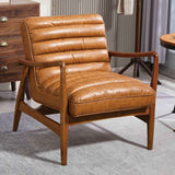 Faux Leather Armchair 69cm Wide With Wooden Frame - Club