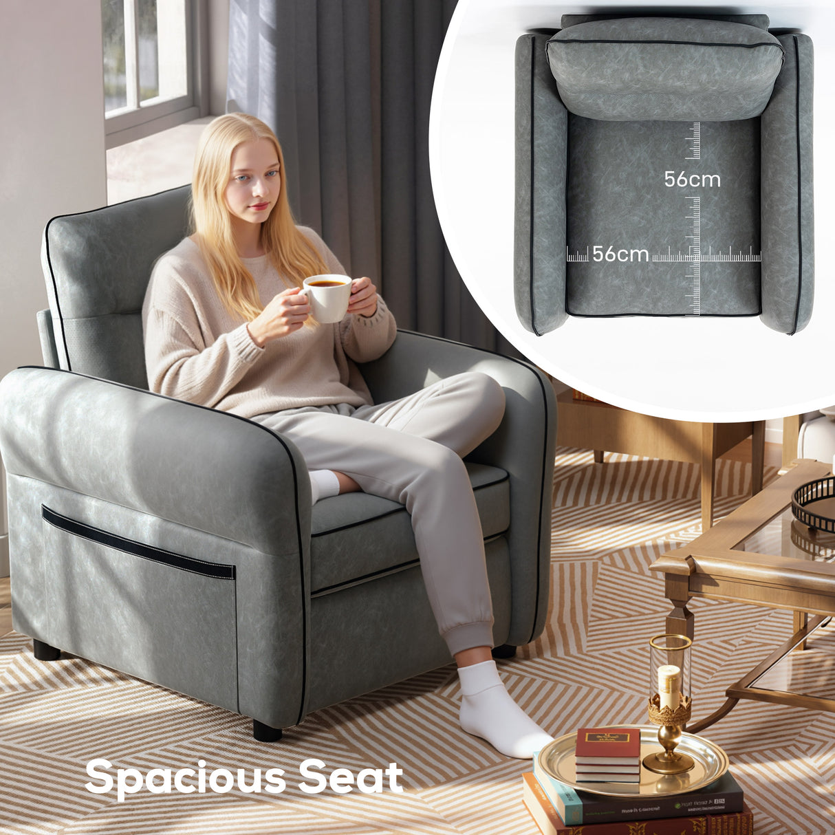 Faux Leather Armchair 80cm Wide - Velmora