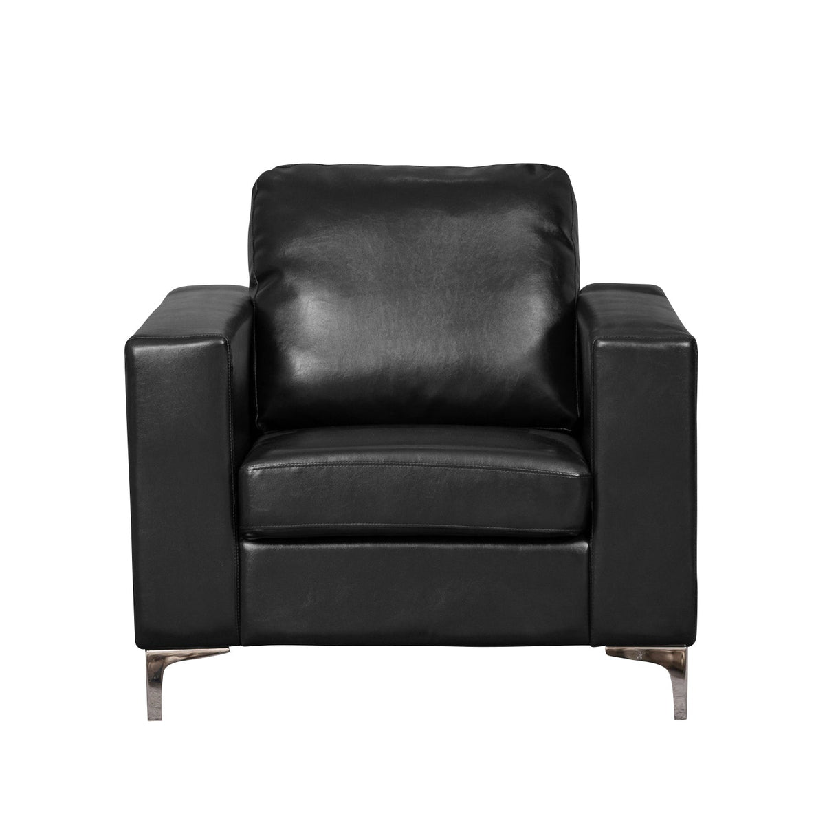 Faux Leather Armchair 91cm Wide With Metal Legs - Kensington Home