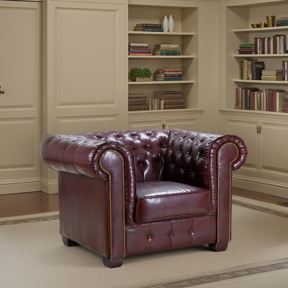 Faux Leather Armchair - Chesterfield